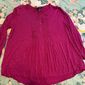 Style & Co. Magenta Button-Front Tunic